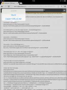 copier url javascript sous ipad